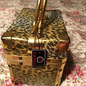 Gold leopard print unique purse vintage